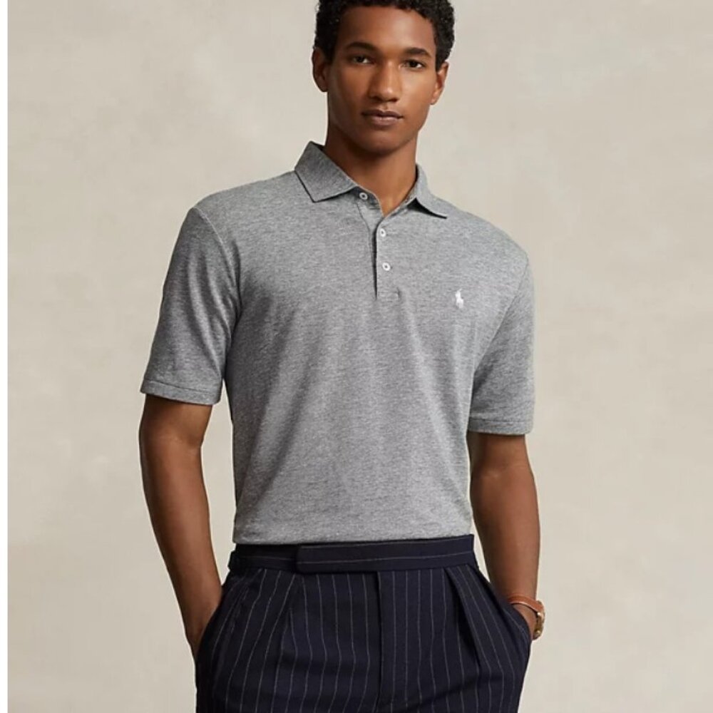 Polo by Ralph Lauren Men's Classic Fit Soft Cotton Polo Shirt, Gray, size L